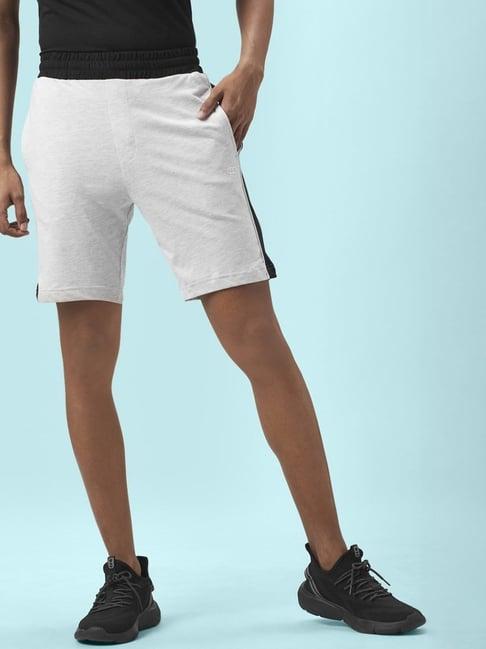 ajile by pantaloons grey melange cotton slim fit striped shorts