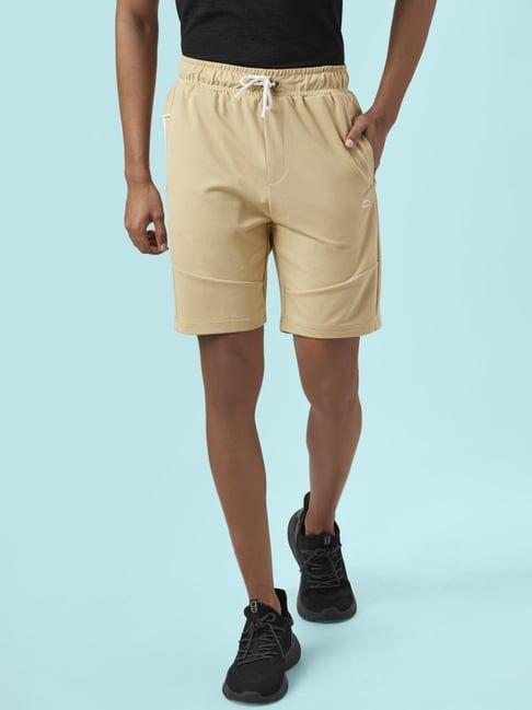 ajile by pantaloons camel slim fit striped shorts