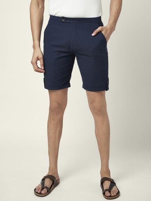 7 alt by pantaloons navy cotton slim fit shorts