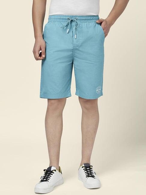 urban ranger by pantaloons sky blue cotton slim fit shorts