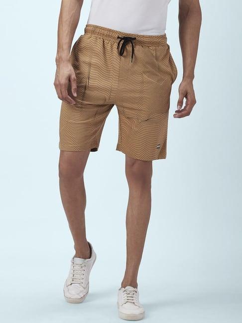 urban ranger by pantaloons khaki cotton slim fit striped shorts