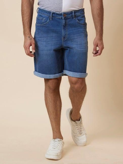 globus blue regular fit denim shorts