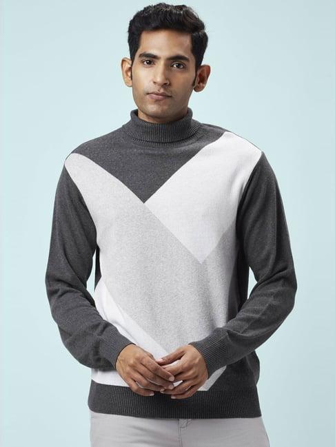 byford by pantaloons black cotton regular fit printed sweaters