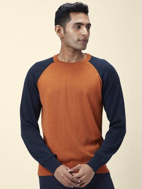 byford by pantaloons orange regular fit colour block sweaters