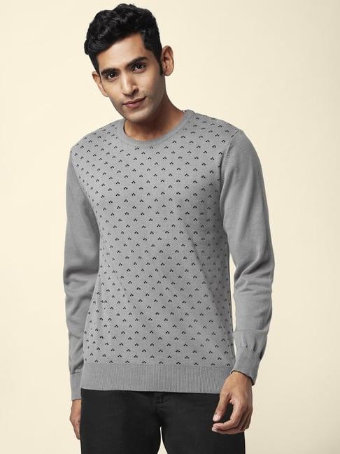 byford by pantaloons grey cotton regular fit printed sweaters