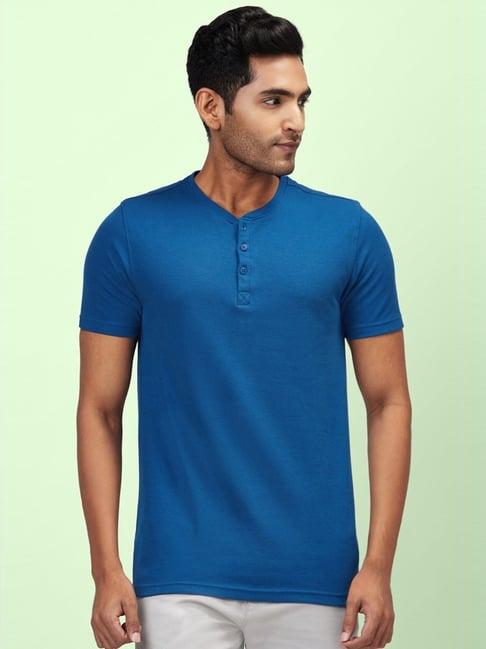 byford by pantaloons twilight blue cotton slim fit t-shirt