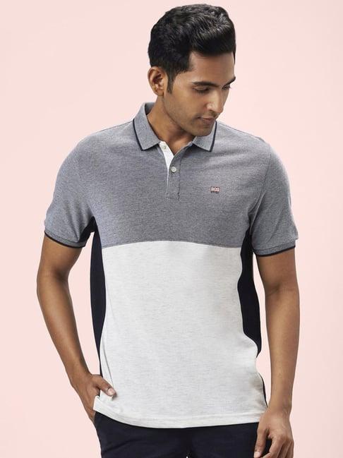 byford by pantaloons navy slim fit colour block polo t-shirt