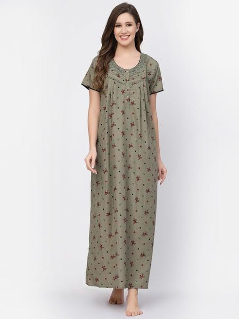 sweet dreams green floral print nighty