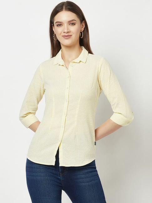 crimsoune club yellow cotton striped shirt