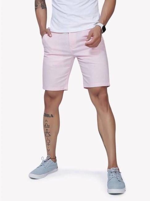 vastrado pink cotton regular fit shorts