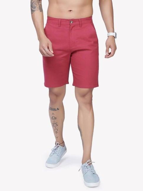 vastrado pink cotton regular fit shorts