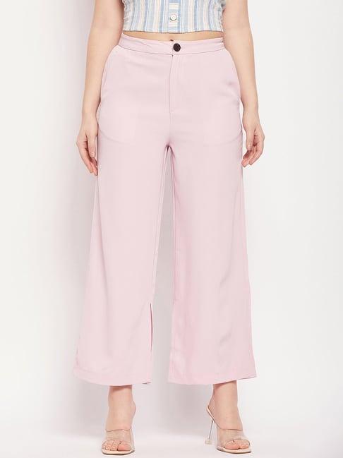 madame nude pink flared fit mid rise trousers