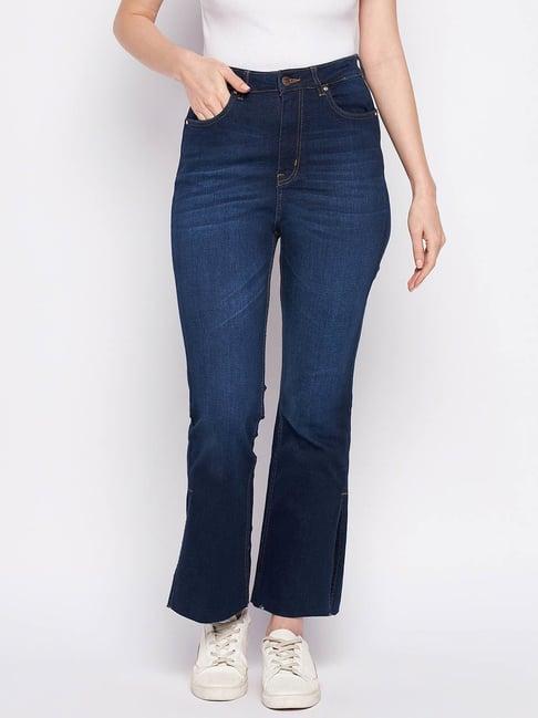 madame dark blue regular fit mid rise jeans