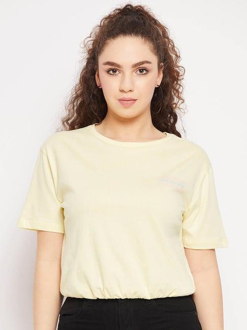 madame lemon yellow cotton printed top