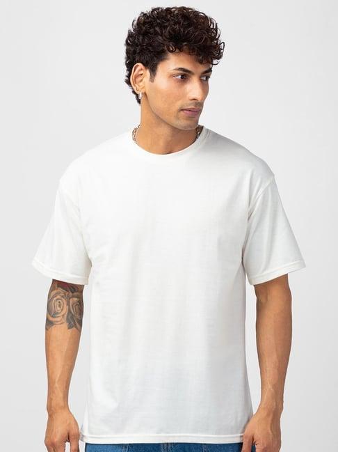 vastrado off white cotton regular fit t-shirt