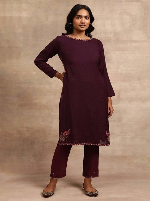 folksong by w purple straight kurta