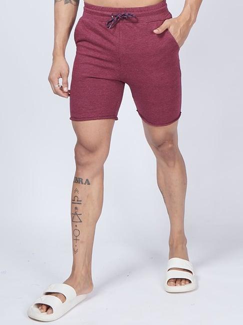 vastrado maroon cotton regular fit shorts