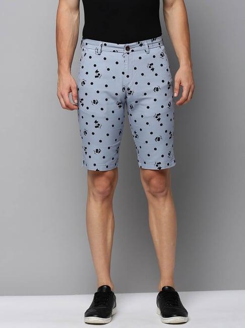 showoff light blue regular fit printed shorts