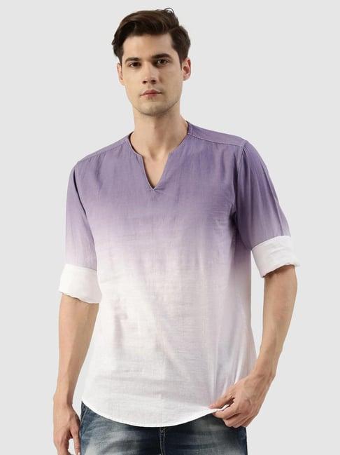 bene kleed lavender regular fit ombre short kurta