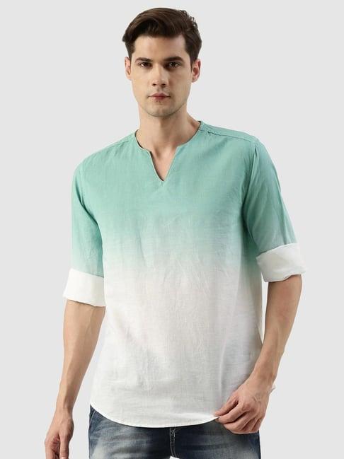 bene kleed turquoise regular fit ombre short kurta