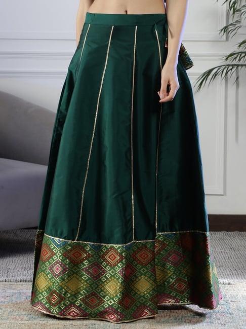 neudis green self design maxi lehenga skirt