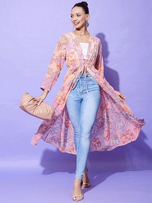 stylestone peach floral print shrug