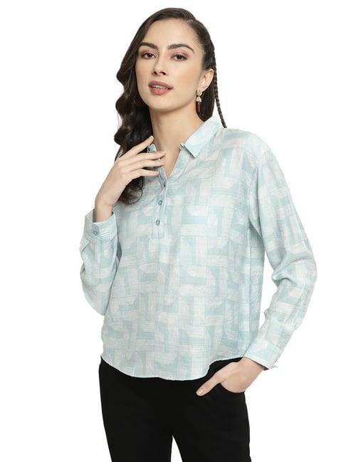 mettle mint green geometric print shirt