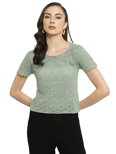 mettle olive cotton self design top