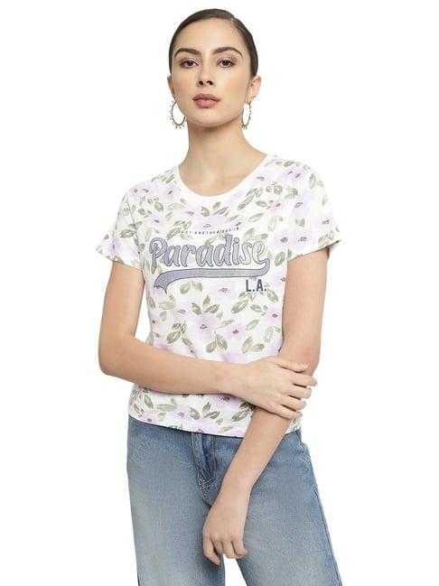 mettle lilac cotton floral print t-shirt