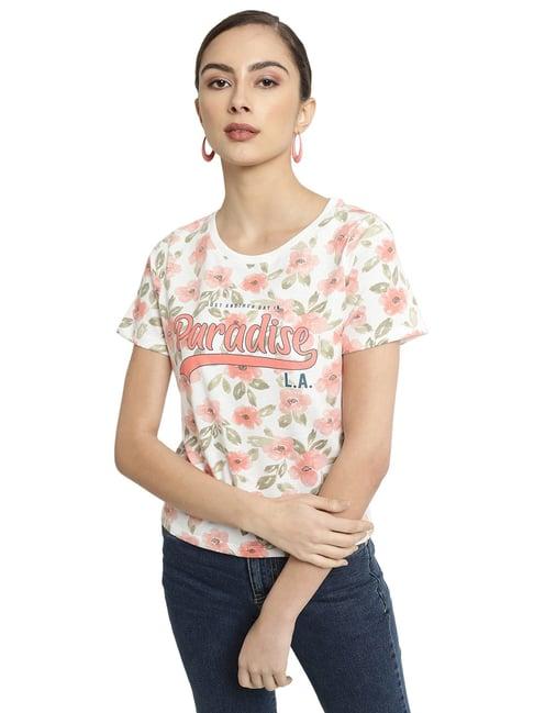 mettle white cotton floral print t-shirt