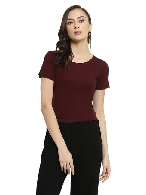 mettle wine cotton crop top