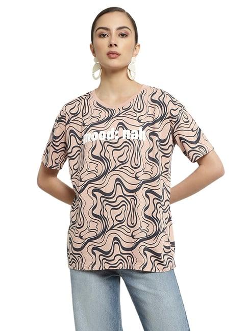 mettle suede pink cotton printed t-shirt