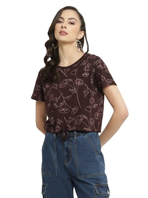 mettle wine cotton printed top