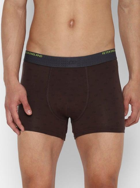 peter england dark brown printed trunks