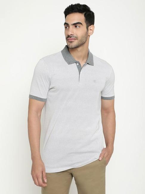 octave heather cotton regular fit printed polo t-shirt