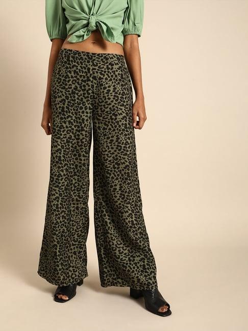 dodo & moa green relaxed fit mid rise pants