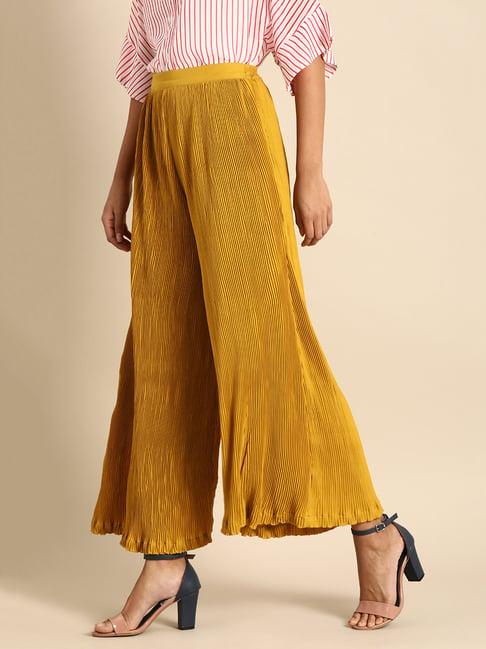 dodo & moa yellow relaxed fit mid rise palazzos