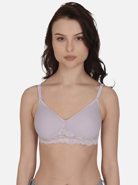 mod & shy mauve cotton lace work seamless bra