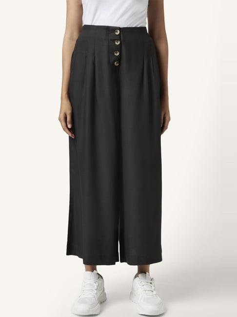 akkriti by pantaloons black mid rise culottes