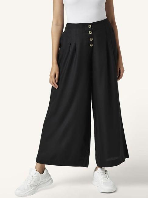 akkriti by pantaloons black mid rise culottes