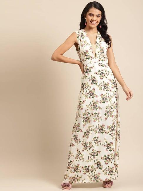 dodo & moa off white floral print gown