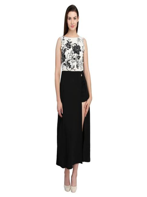 dodo & moa black & white floral print gown