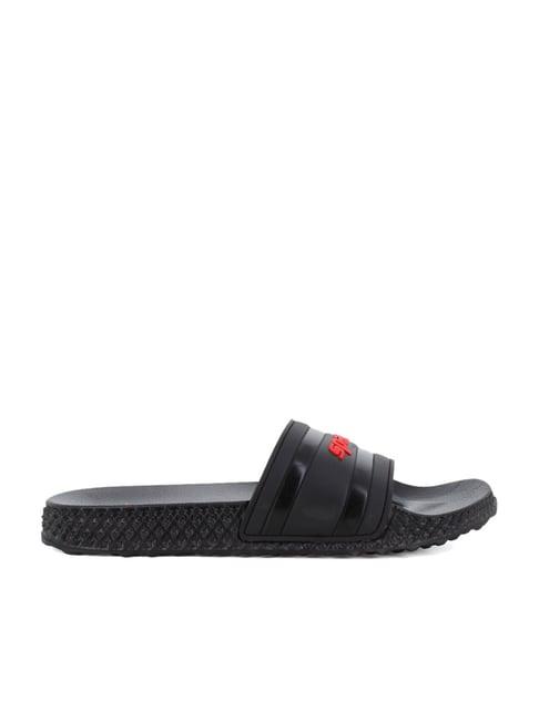 sparx men's black slides