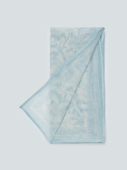 zuba by westside light blue floral-printed dupatta