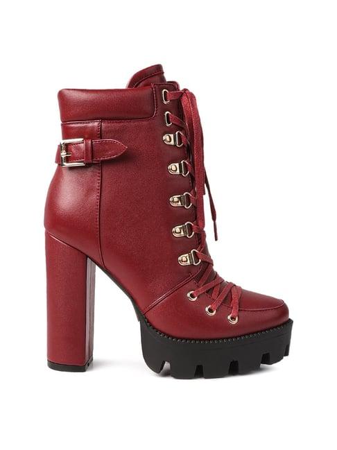 london rag women's burgundy derby boots