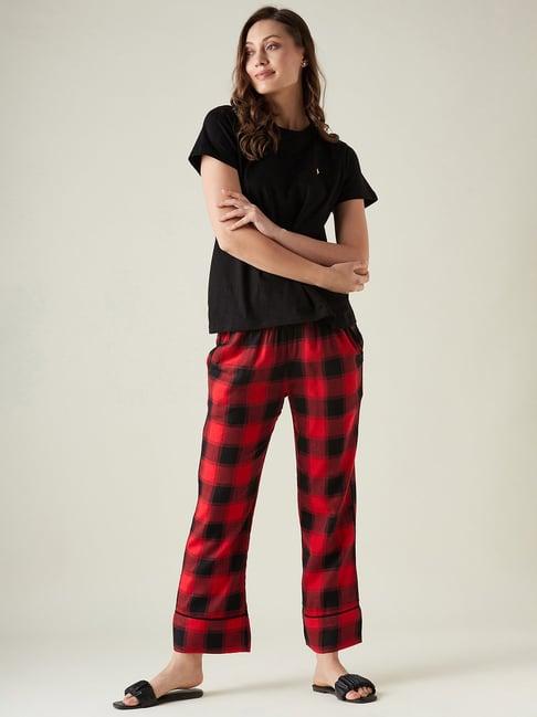 the kaftan company red & black check t-shirt with lounge pants