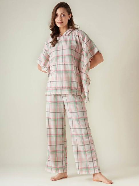 the kaftan company multicolor check kaftan top with lounge pants