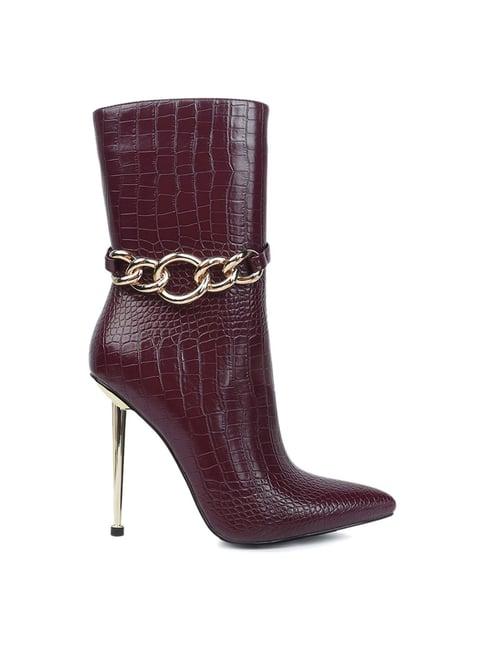 london rag women's burgundy stiletto booties