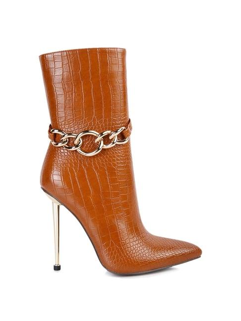 london rag women's tan stiletto booties