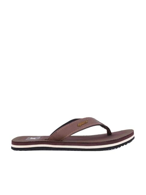 sparx men's brown flip flops